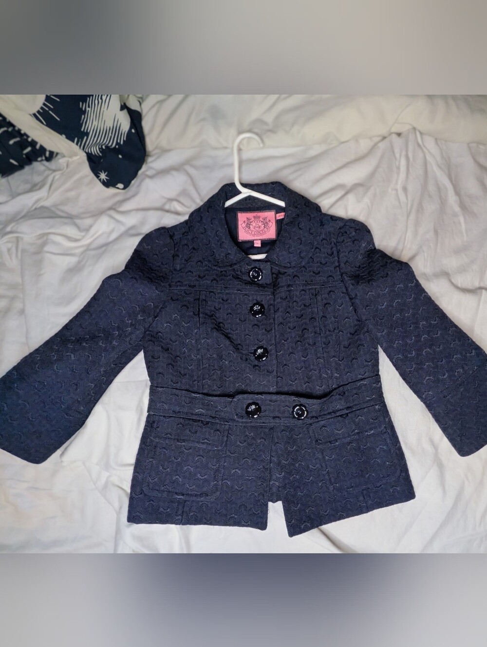 Juicy Couture Y2K Black jacquard Crop Jacket Size P